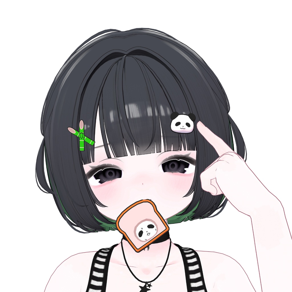 食パンダのバッチ / アクセサリー / オリジナル3Dモデル