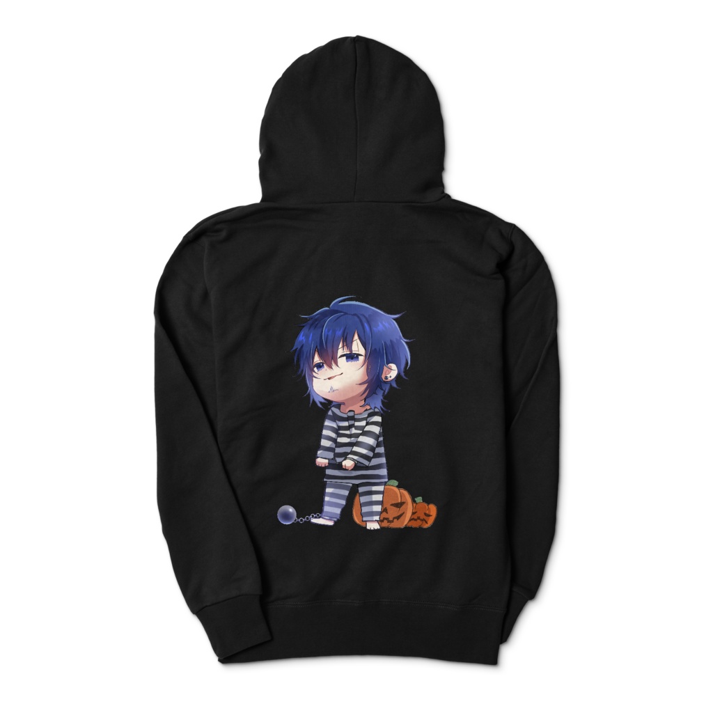 2024 ハロウィン 狙ノ塚善SD ジップパーカー黒(左胸ロゴ・背面SD入り)