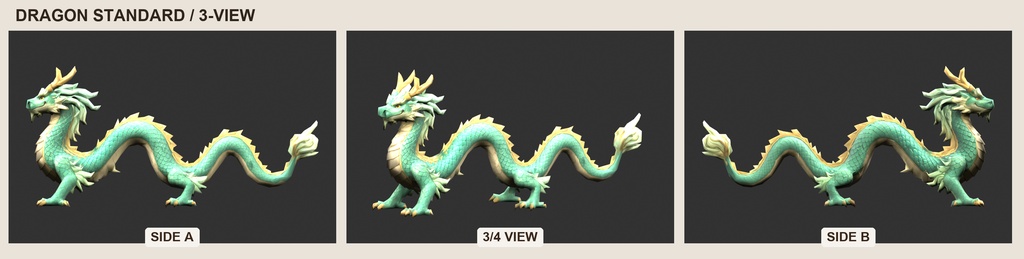 【3Dモデル】東洋龍 DRAGON STANDARD｜5000ポリゴン・リグ付き・OBJ/FBX
