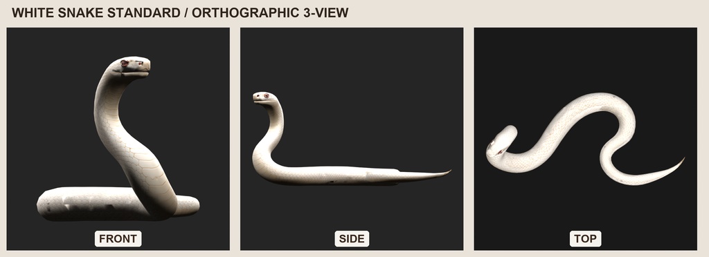 【3Dモデル】白蛇 WHITE SNAKE STANDARD|5000ポリゴン・リグ付き・OBJ/FBX