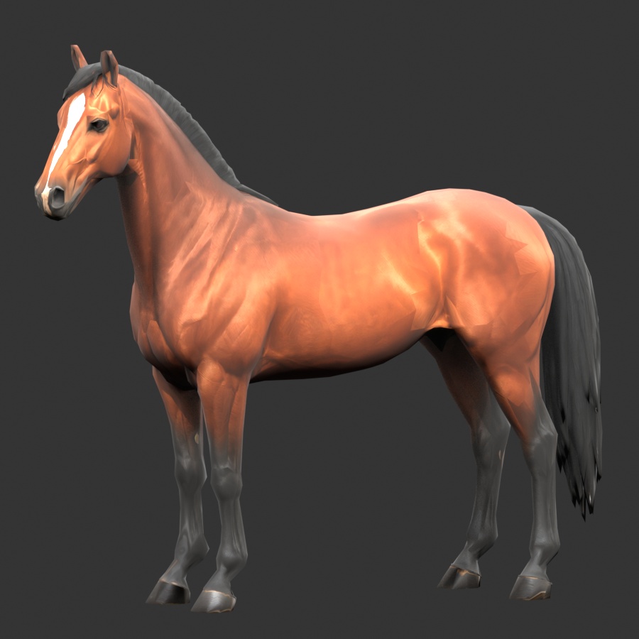 【3Dモデル】鹿毛サラブレッド HORSE STANDARD｜5000ポリゴン・リグ付き・OBJ/FBX