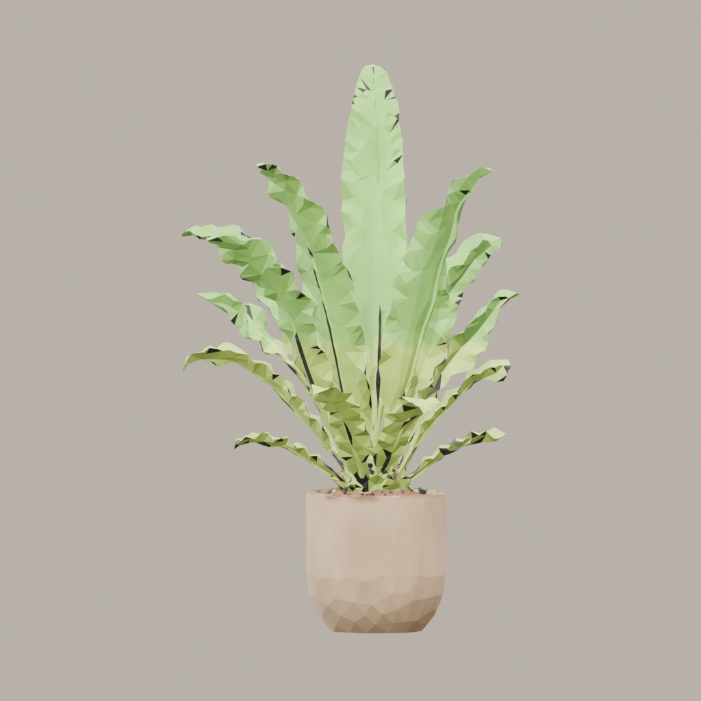 【3Dモデル】観葉植物 / シマオオタニワタリ / Bird's nest fern (OBJ・LWO)