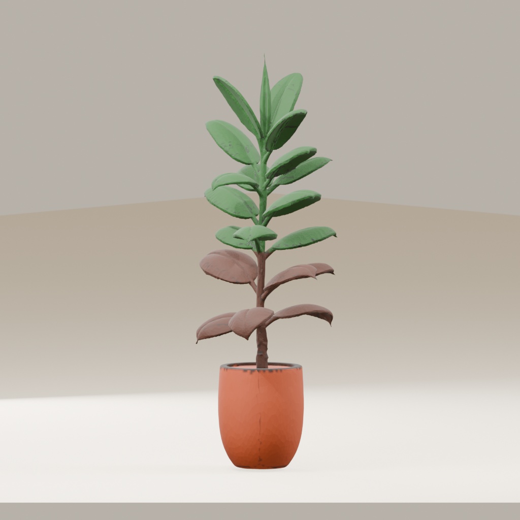 【3Dモデル】観葉植物 / rubber plant ゴムの木(OBJ・LWO)