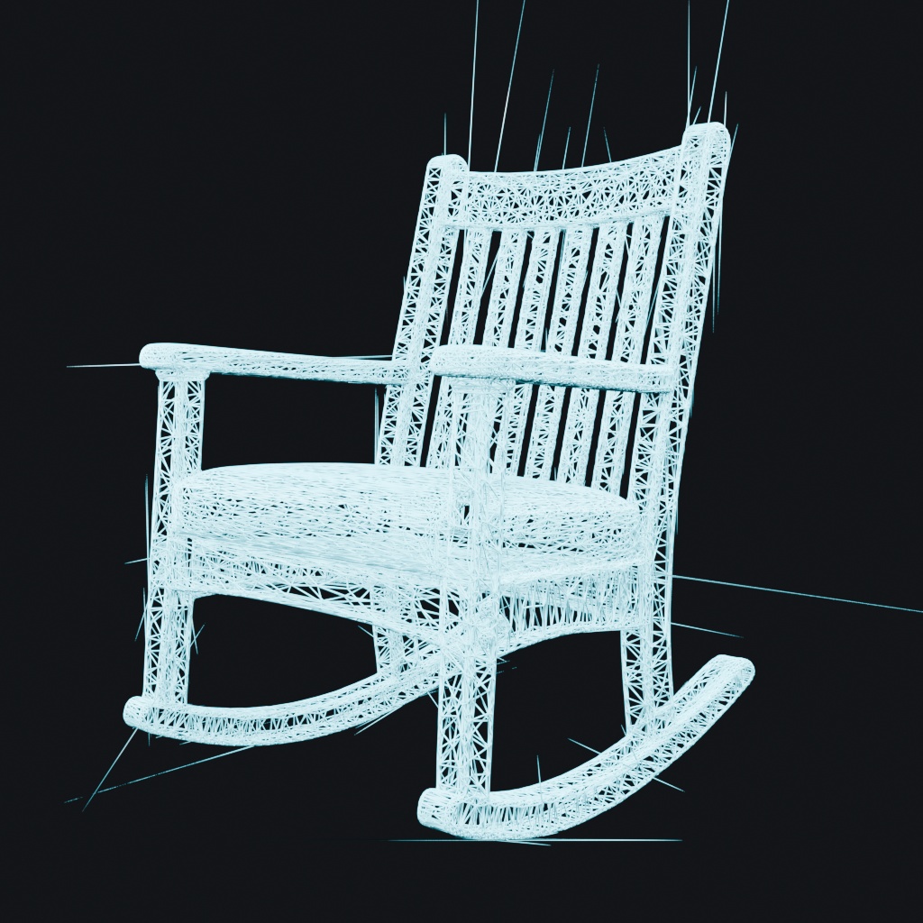 【3Dモデル】木製ロッキングチェア(OBJ・LWO)