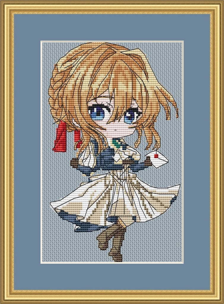 美しい「ヴァイオレット・エヴァーガーデン」のクロスステッチ作品です