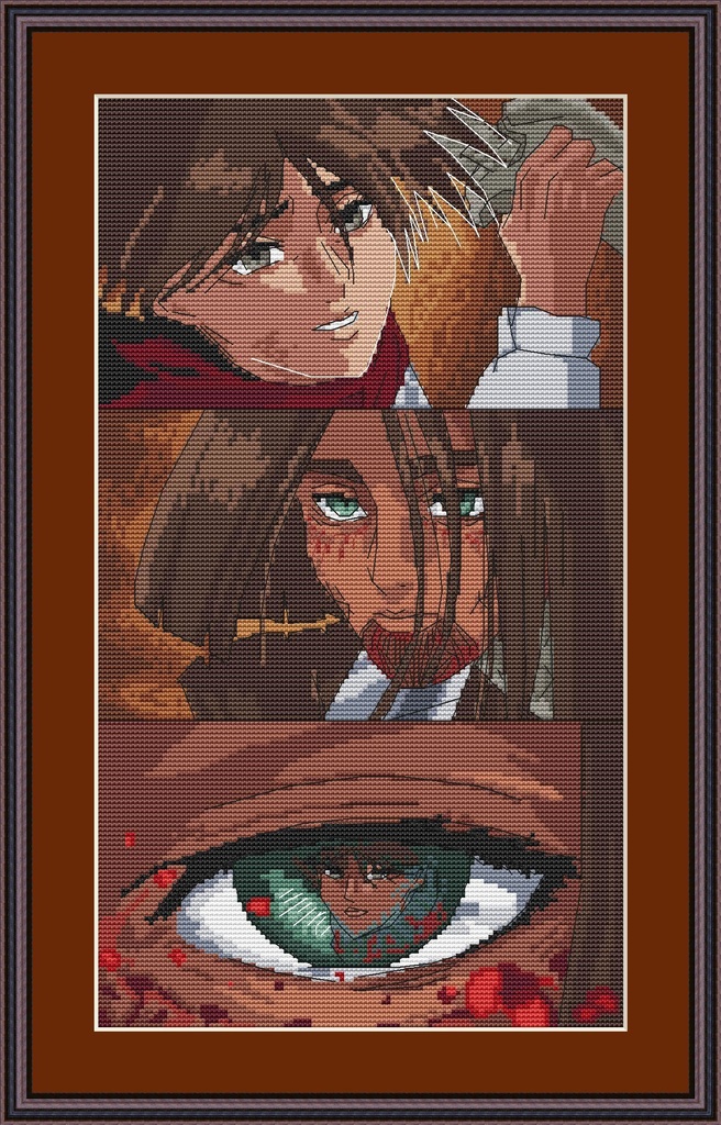 Cross stitch pattern embroidery anime Attack on titan : Mikasa, Eren