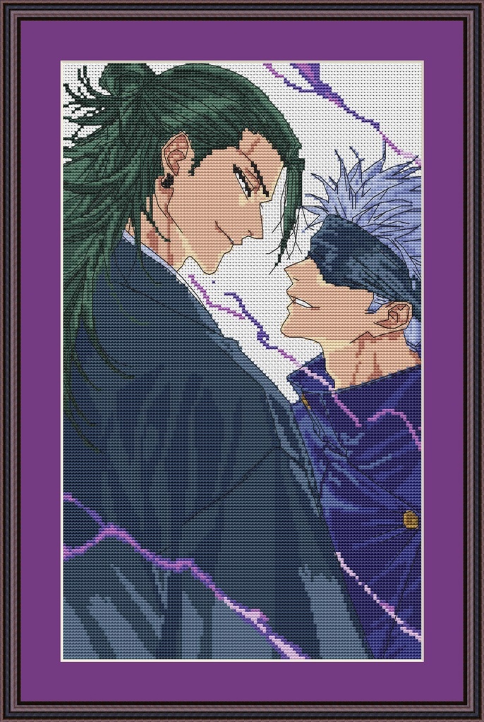 『呪術廻戦』の五条悟＆夏油傑をモチーフにしたクロスステッチ図案 🖤