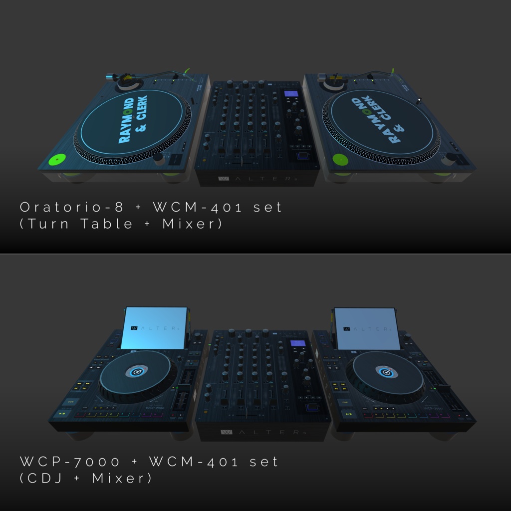 Original Design DJ Equipments 3D Model 【WCM-401 & WCP-7000 & Oratorio-8】