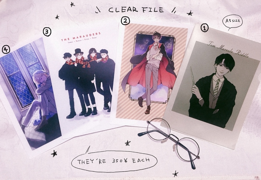 ①②③④全種セット クリアファイル