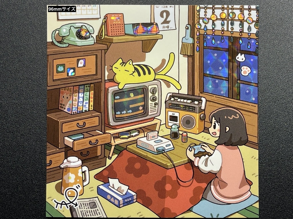 「猫又のいる風景〈冬〉」(プリズムシール)