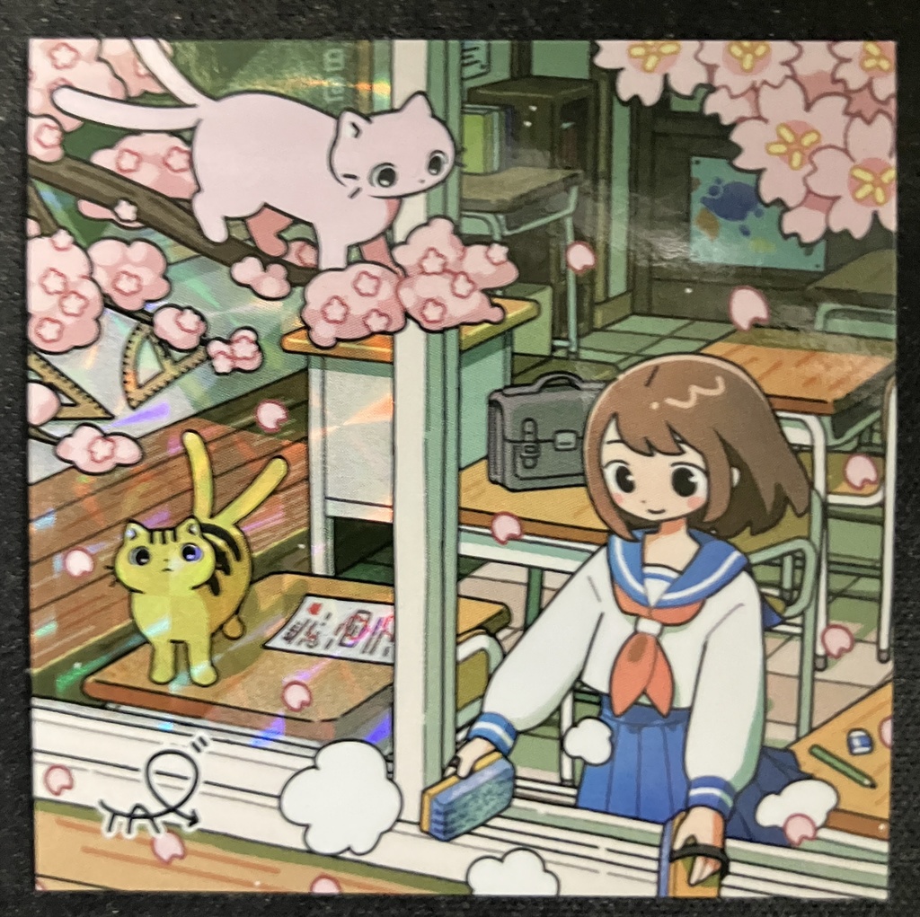 「猫又のいる風景〈春〉」（プリズムシール）