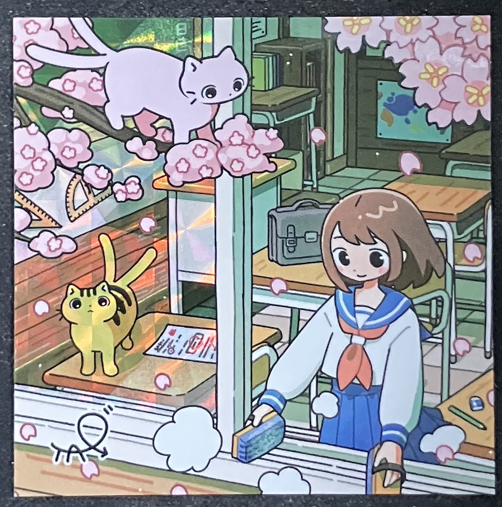 「猫又のいる風景〈春〉」(プリズムシール)