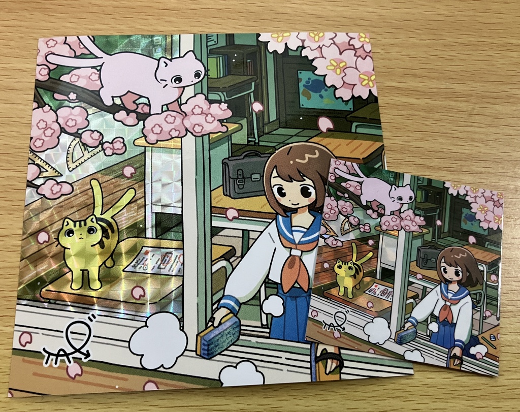 「猫又のいる風景〈春〉」(プリズムシール)