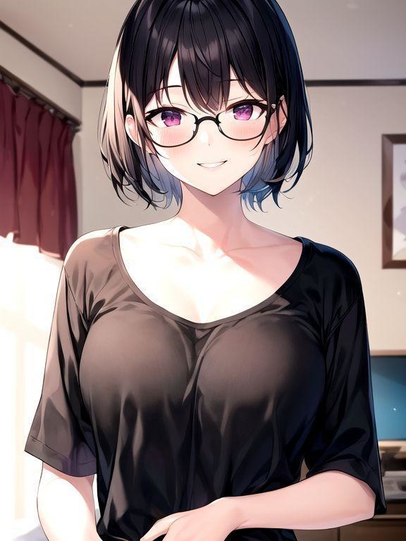 【50枚】黒いシャツのお姉さん【AIイラスト】