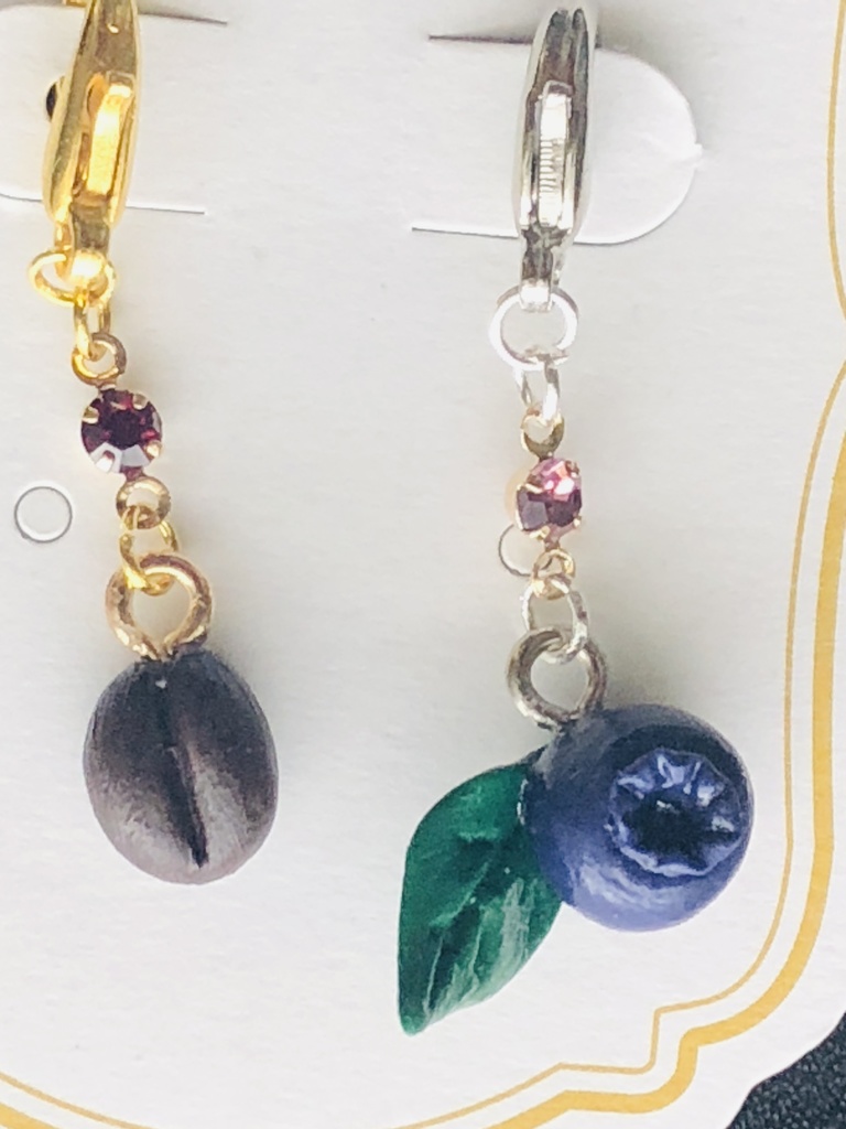 小さなコーヒー豆&ブルーベリーのチャーム(ダブデカイメージ)