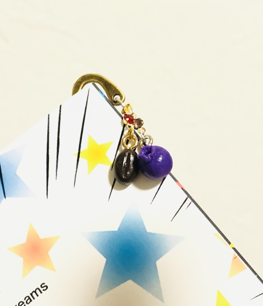 コーヒー豆&ブルーベリーのしおり②(ダブデカイメージ)