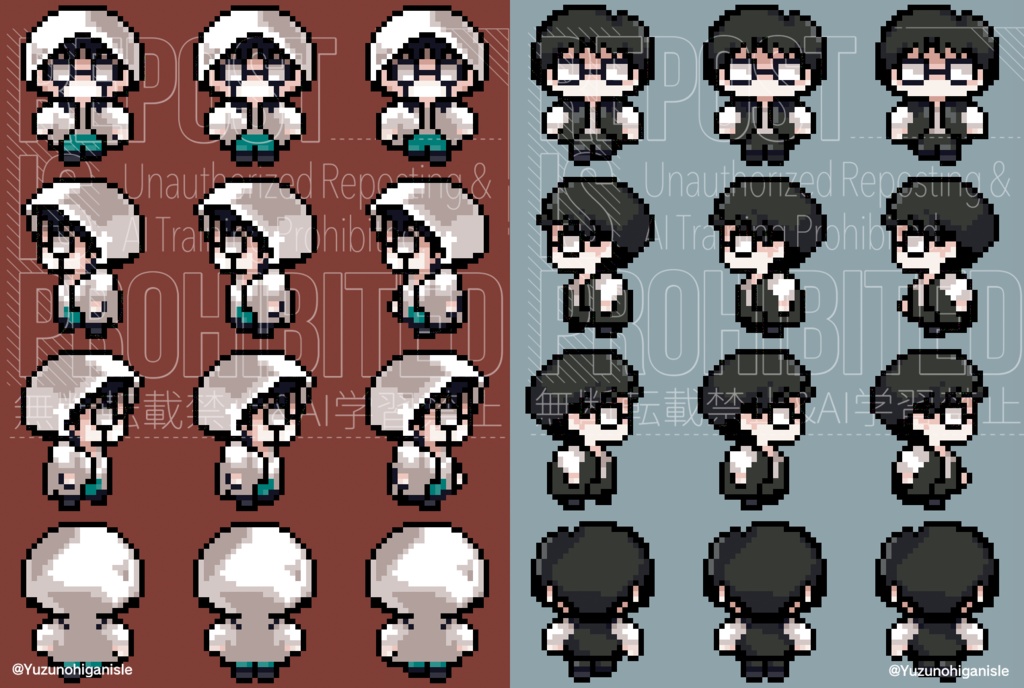 彼岸島キャラのドット絵スプライトシート (二次創作)