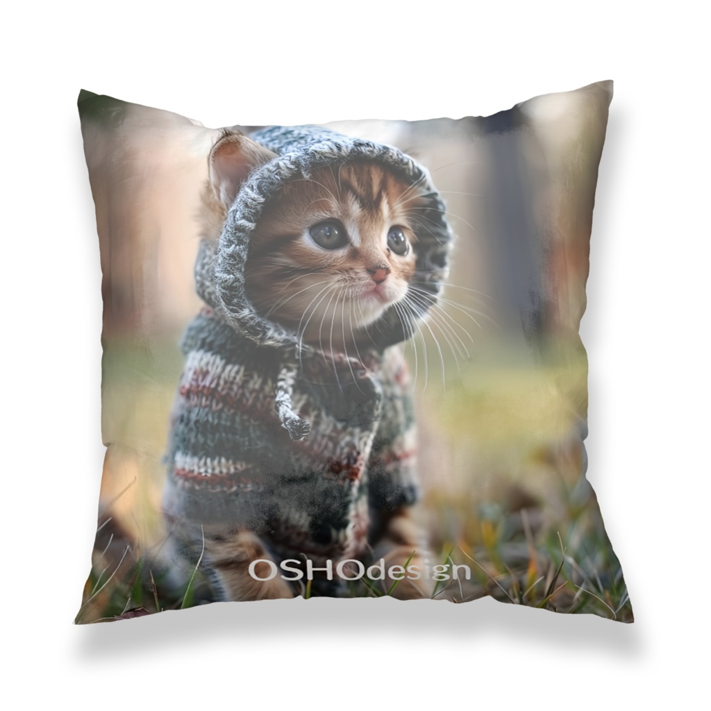 ニット子猫のクッションカバー