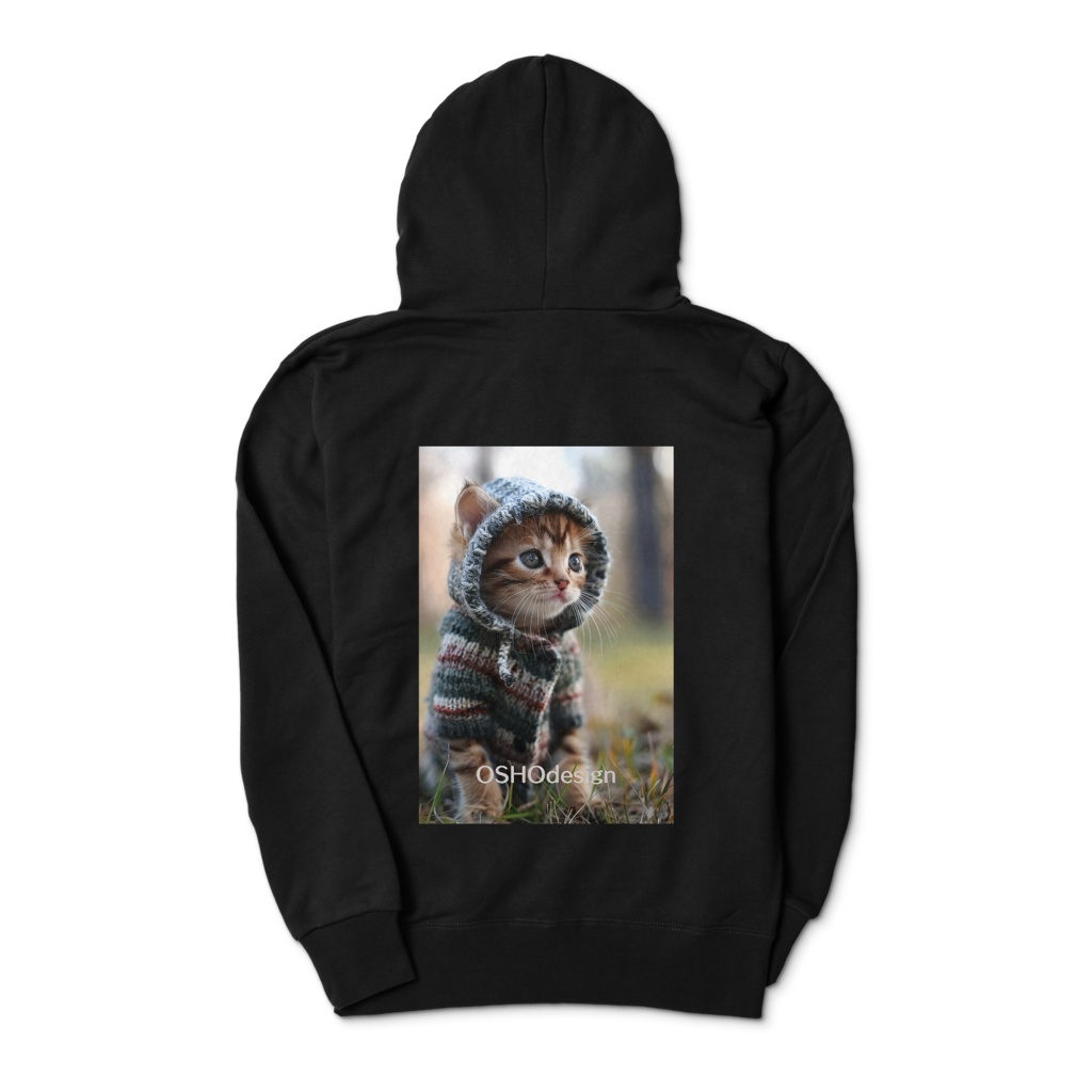 ニット子猫のブラックパーカー