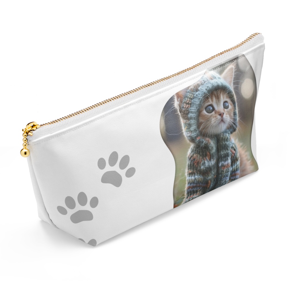 ニット子猫のポーチ