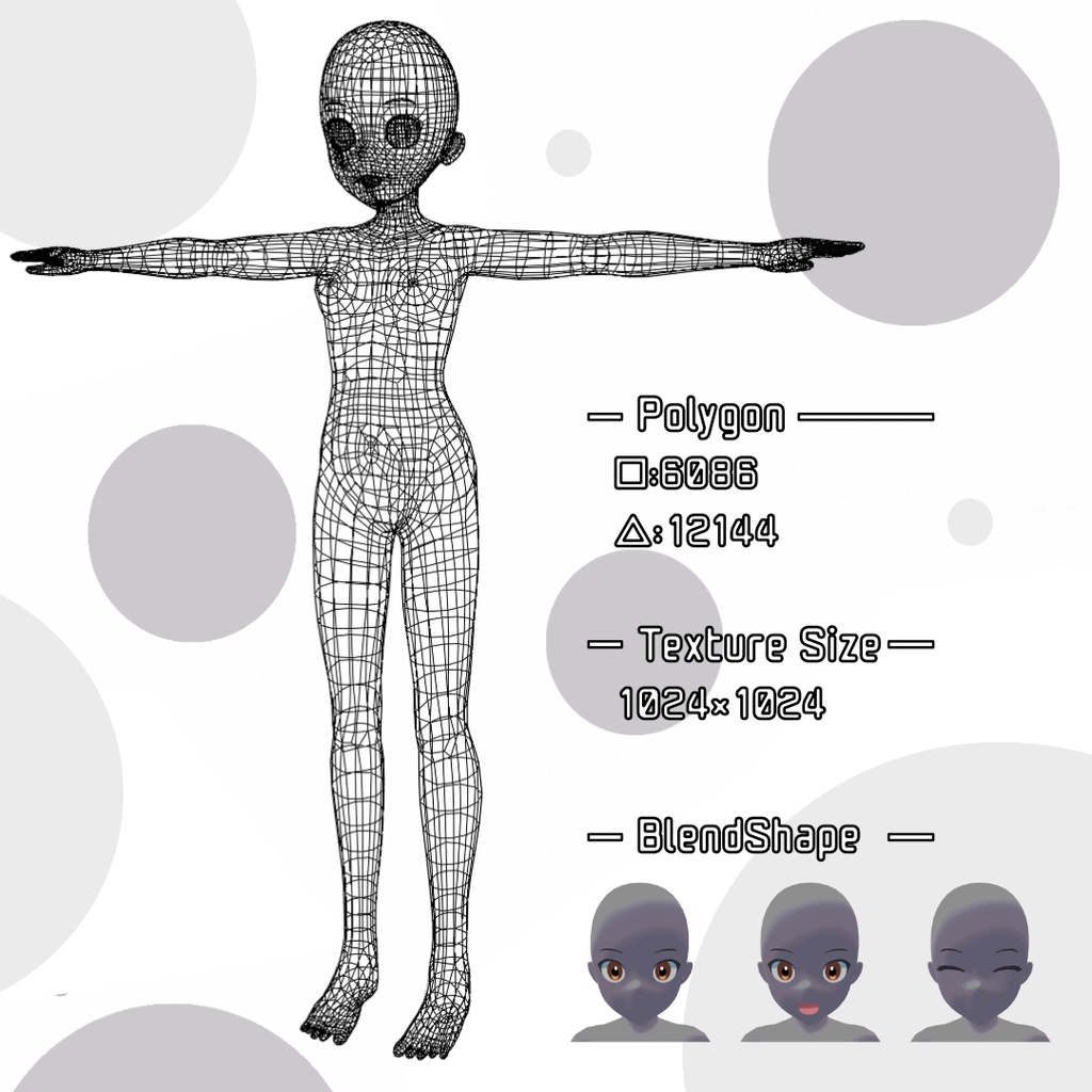 【FBX/OBJ/Unity】【アバター利用可】女性キャラ素体モデル