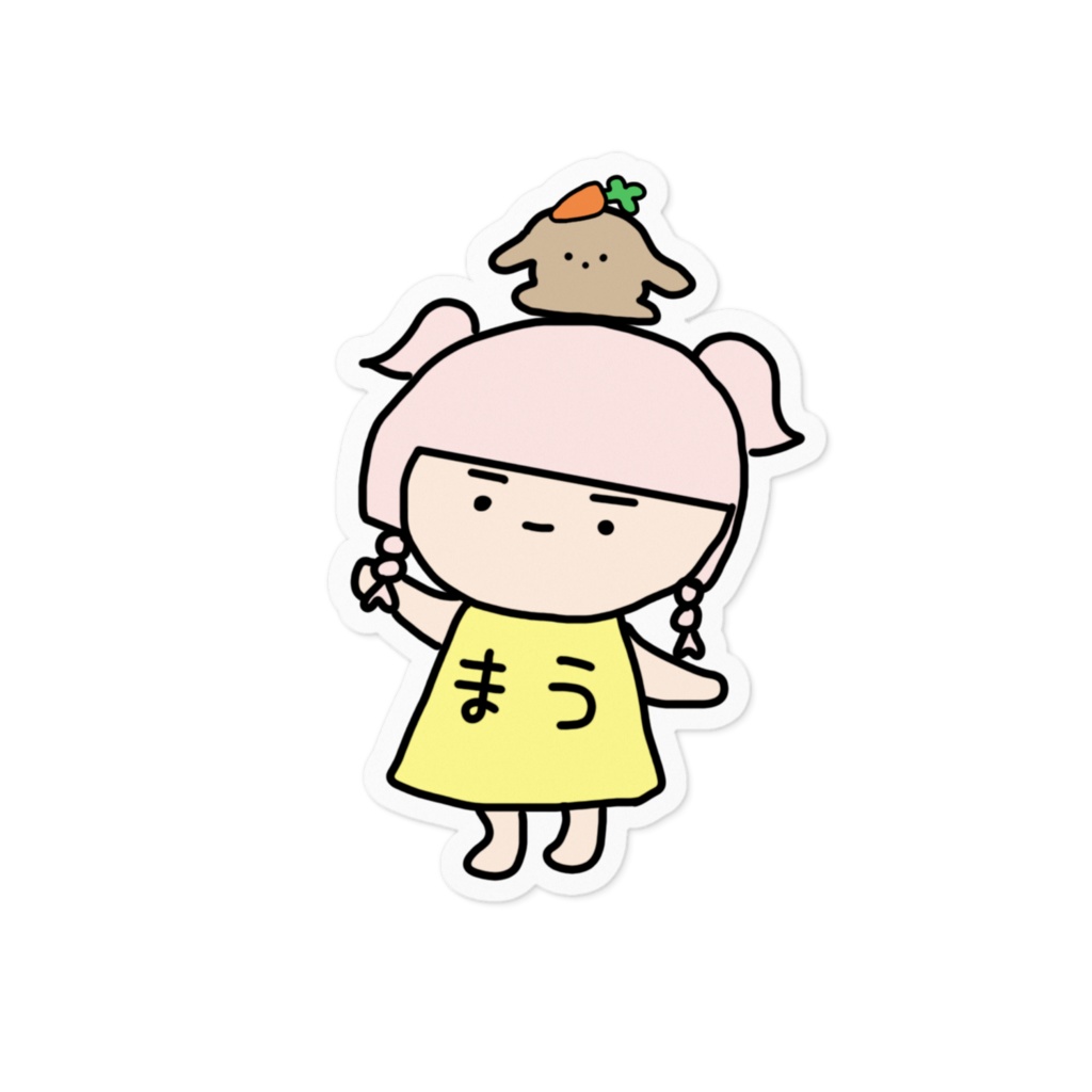 晴間まう☀1周年記念 ステッカー(ホワイト&クリア) まう落書きver.