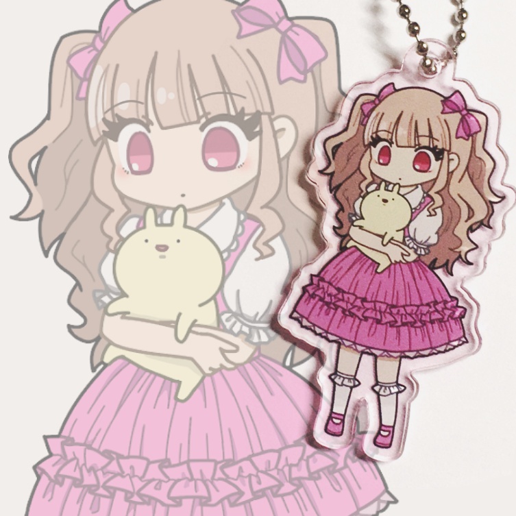 うさぎと女の子のアクリルキーホルダー
