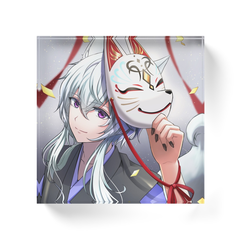 まつりと狐面 アクリルブロック