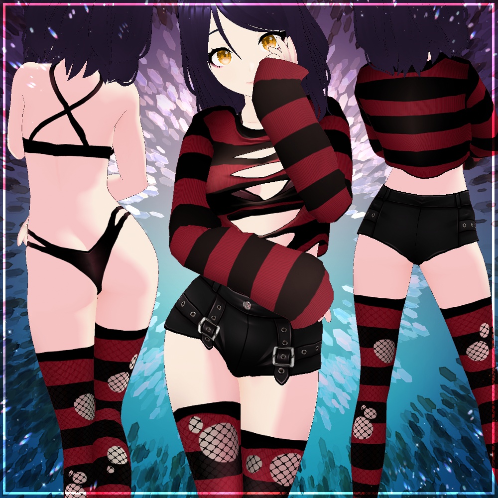 [Vroid] Stripey Ripped Outfit