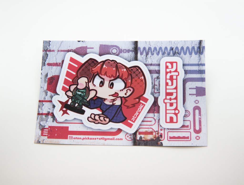 ステッカー:ミニチュアゲームで遊ぶ子ちゃんV2【赤】