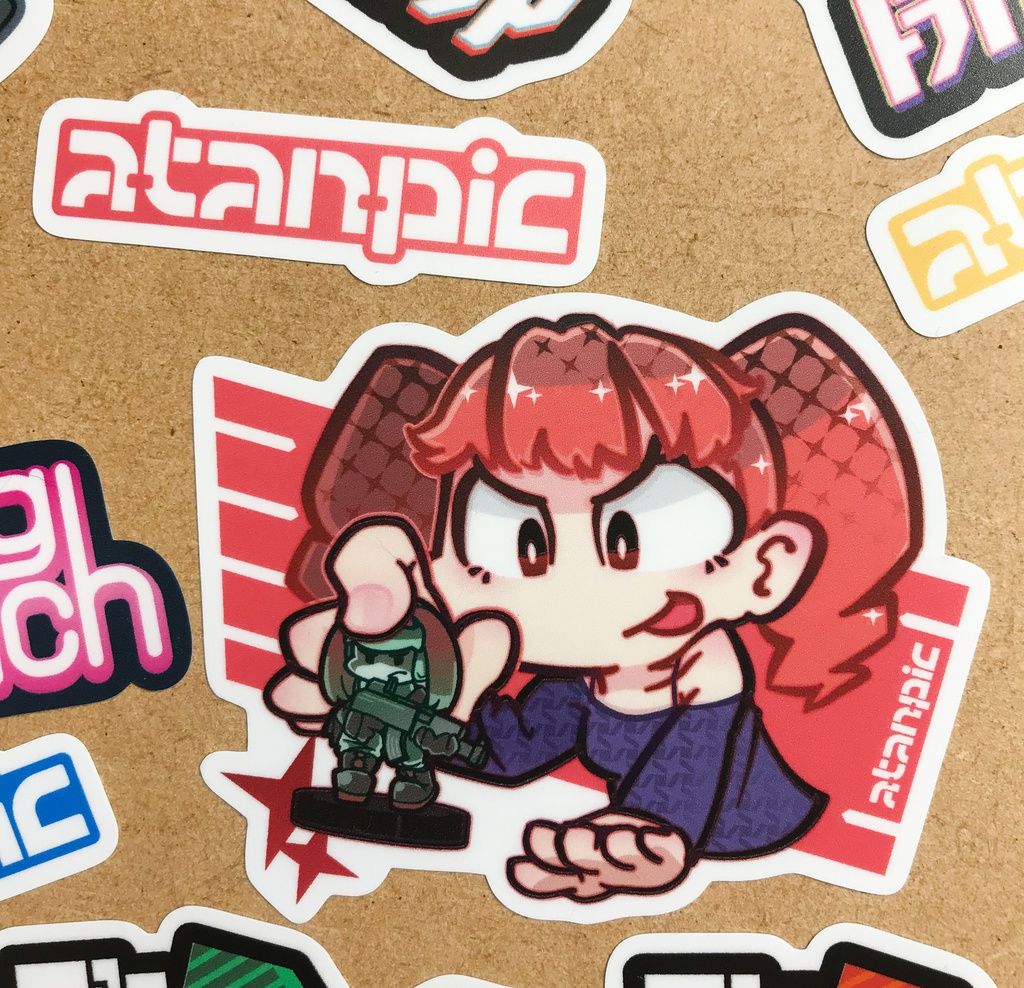 ステッカー:ミニチュアゲームで遊ぶ子ちゃんV2【赤】