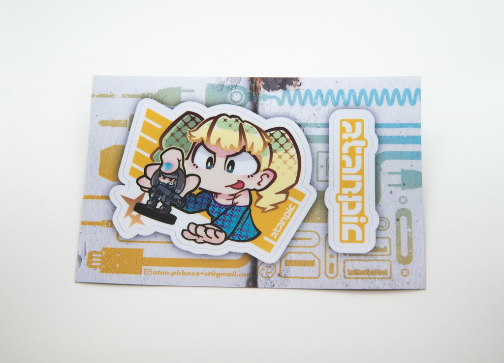 ステッカー:ミニチュアゲームで遊ぶ子ちゃんV2【黄】