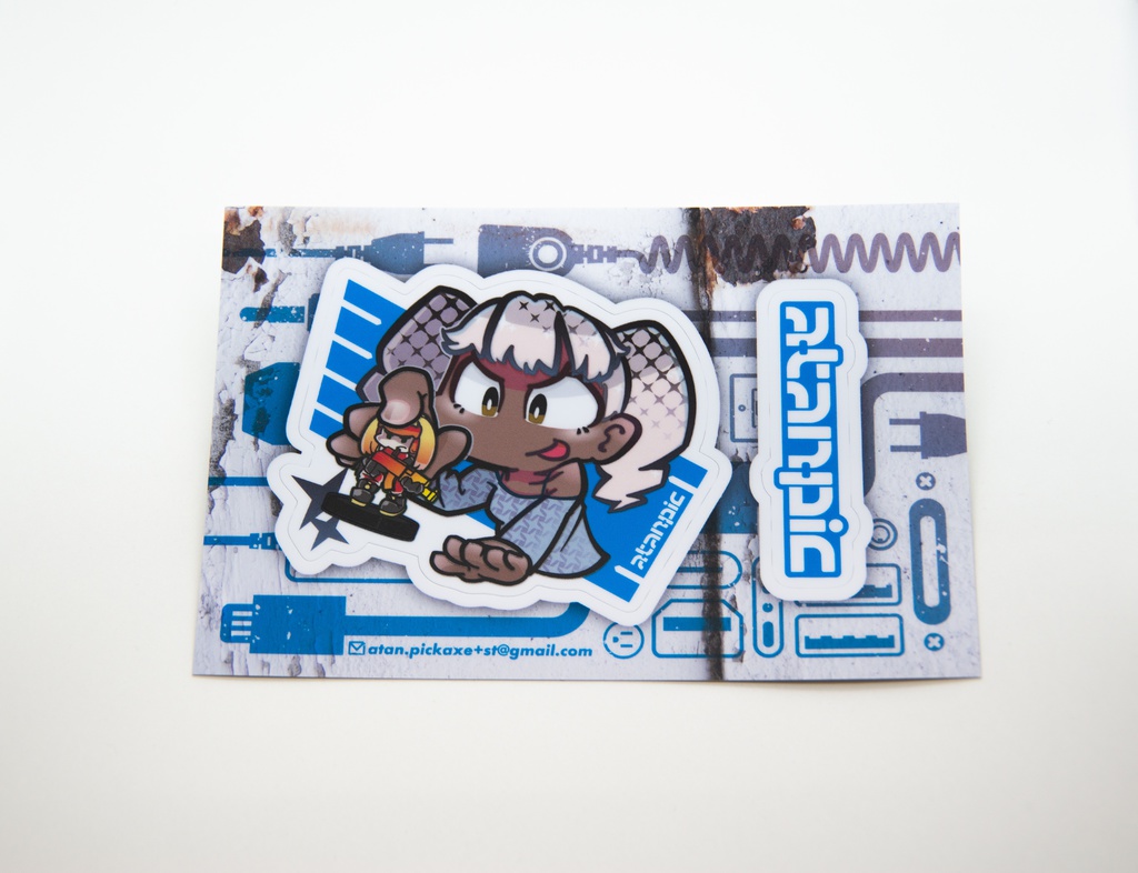 ステッカー:ミニチュアゲームで遊ぶ子ちゃんV2【白】