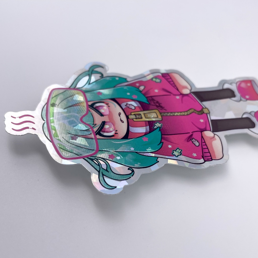 ステッカー:おこの子【ピンク/ホロ】