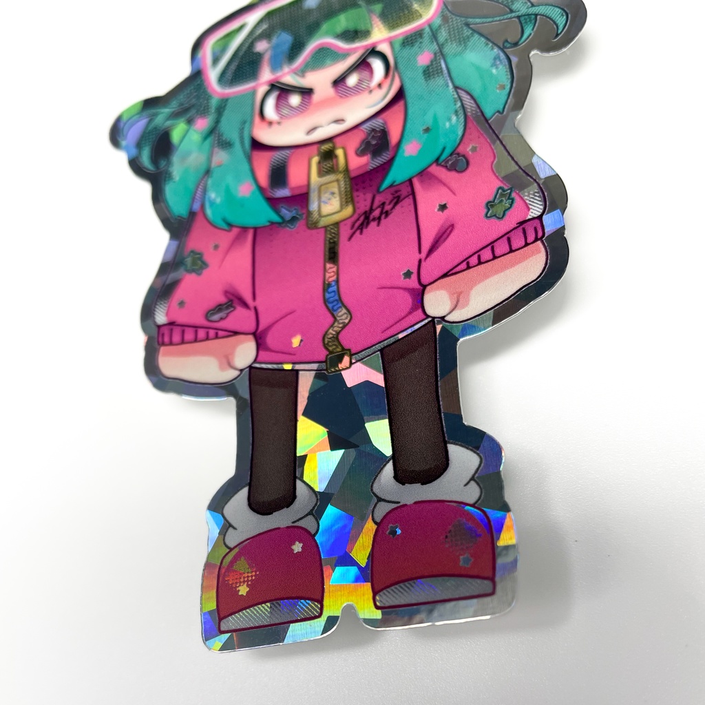 ステッカー:おこの子【ピンク/ホロ】