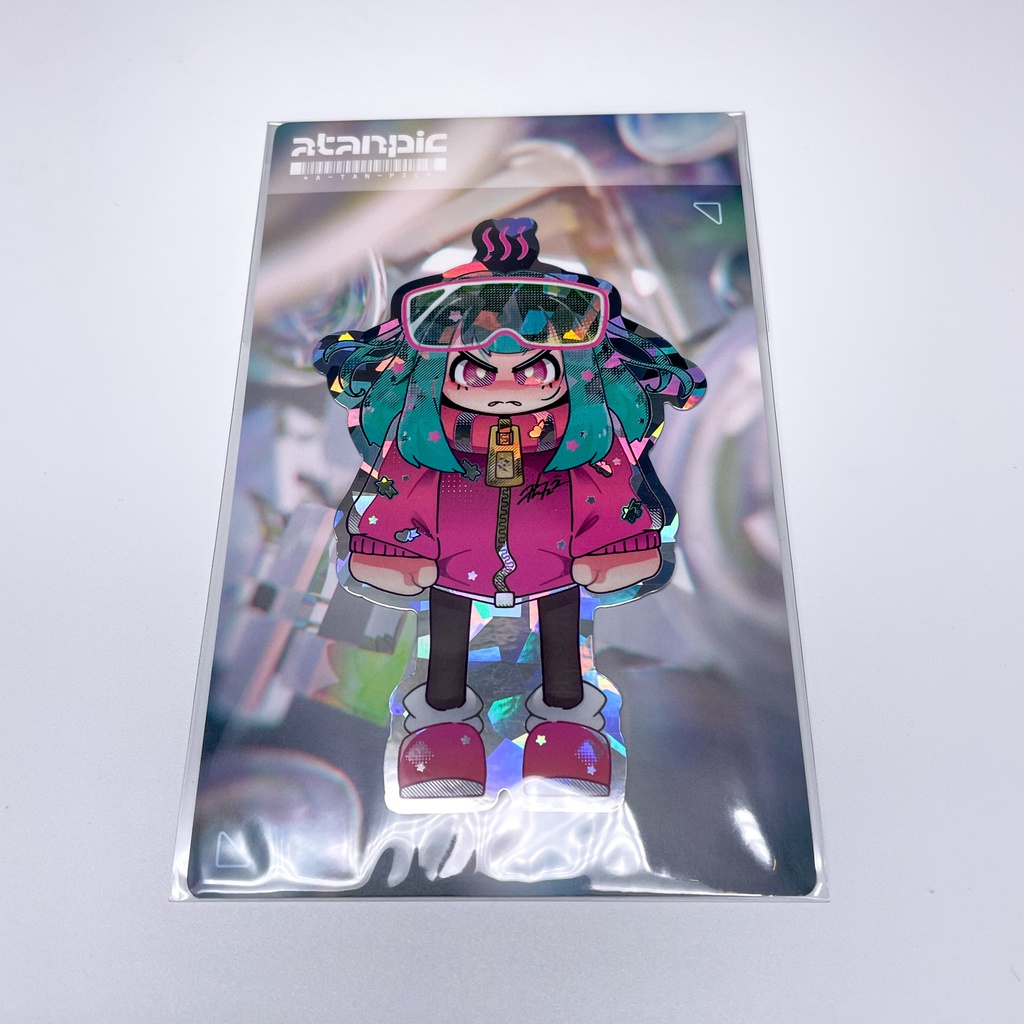 ステッカー:おこの子【ピンク/ホロ】