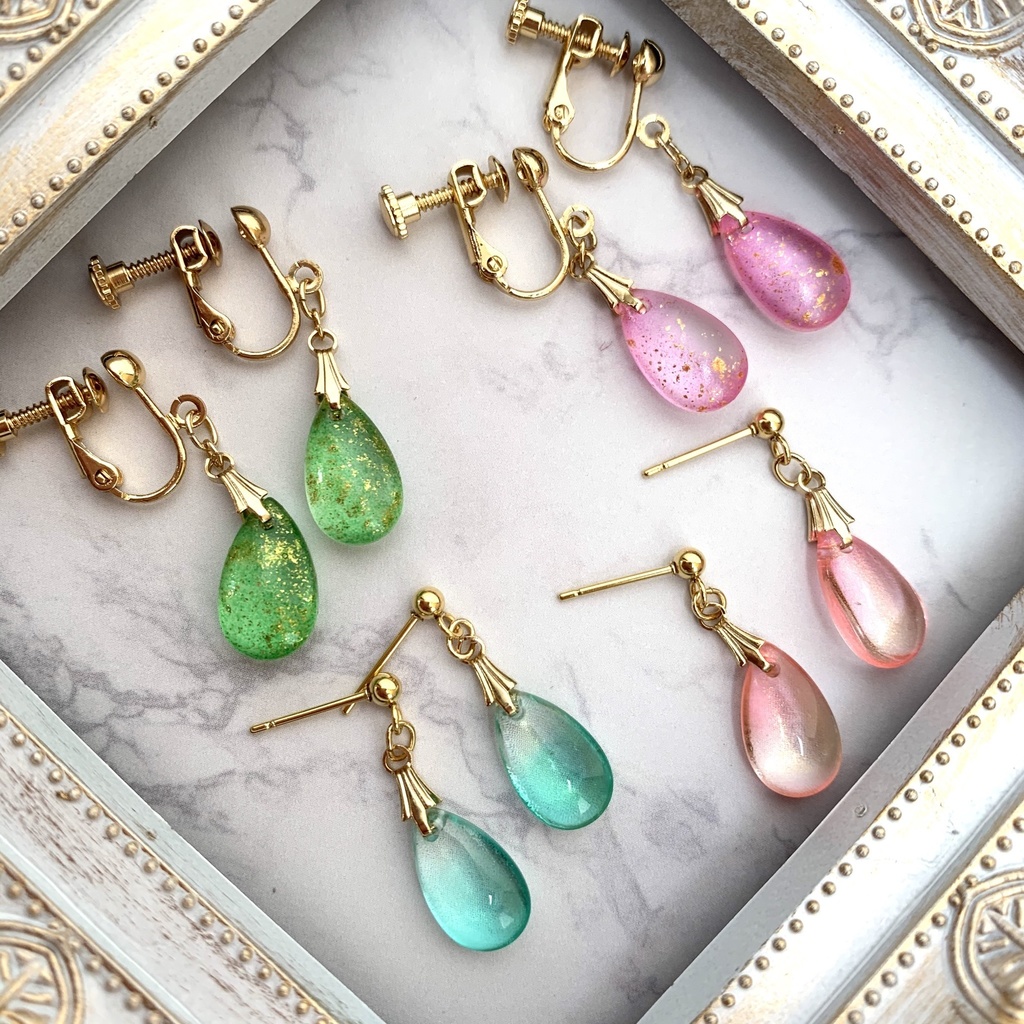 ジョーチェリカラーしずくピアス、イヤリング