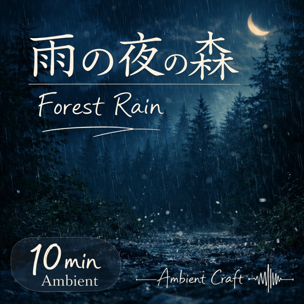 雨の夜の森の環境音（10分） 作業用BGM / 睡眠 / リラックス / 動画制作 / 環境音素材