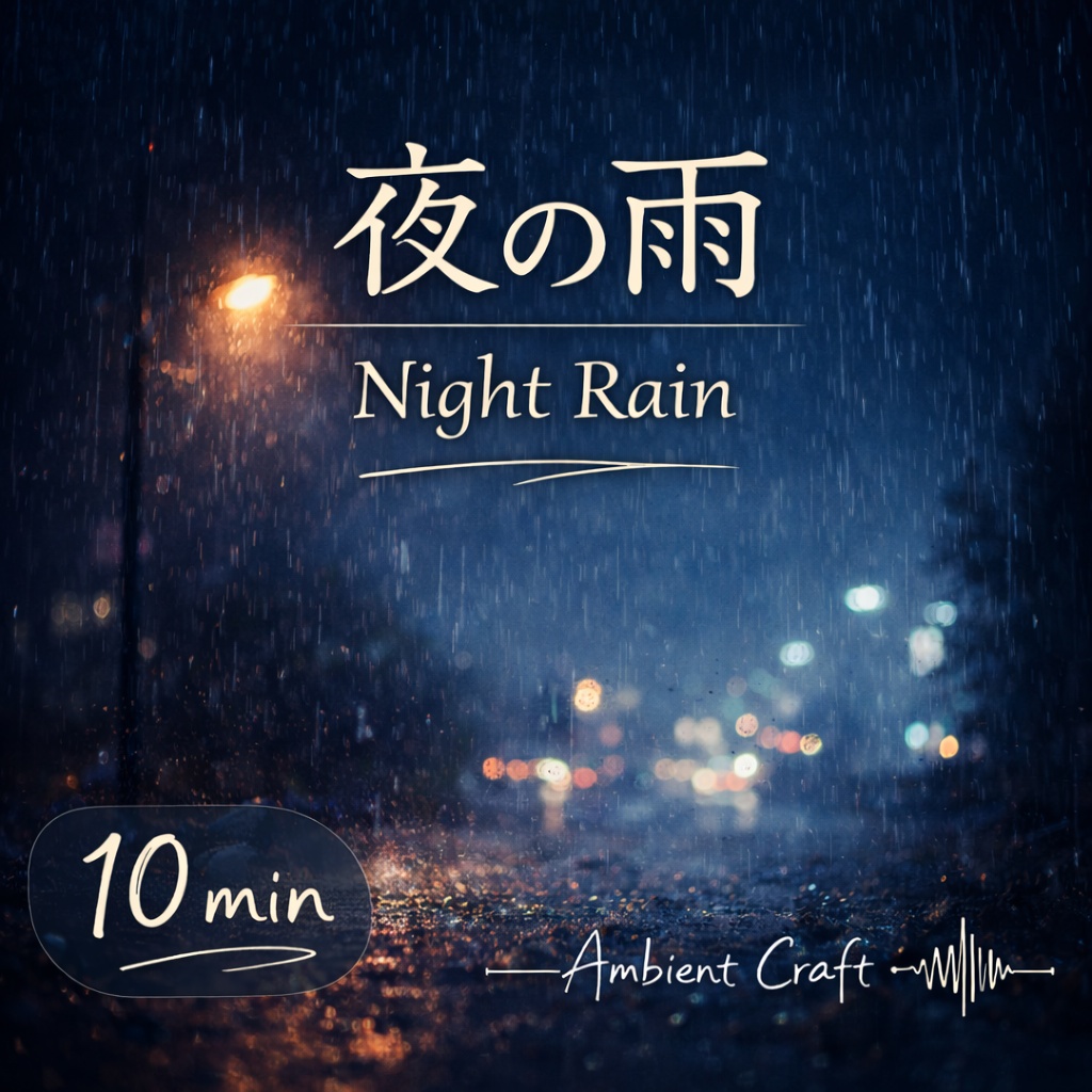 夜の雨の環境音（10分）｜雨音・自然音・睡眠・作業用BGM・リラックス・瞑想