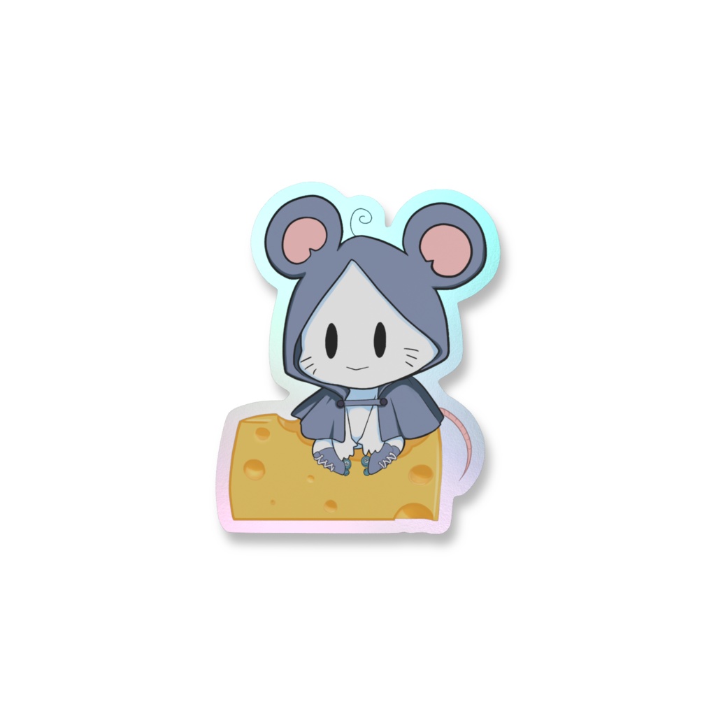 【干支シリーズ】子(ねずみ)キャラクター オーロラスマホステッカー