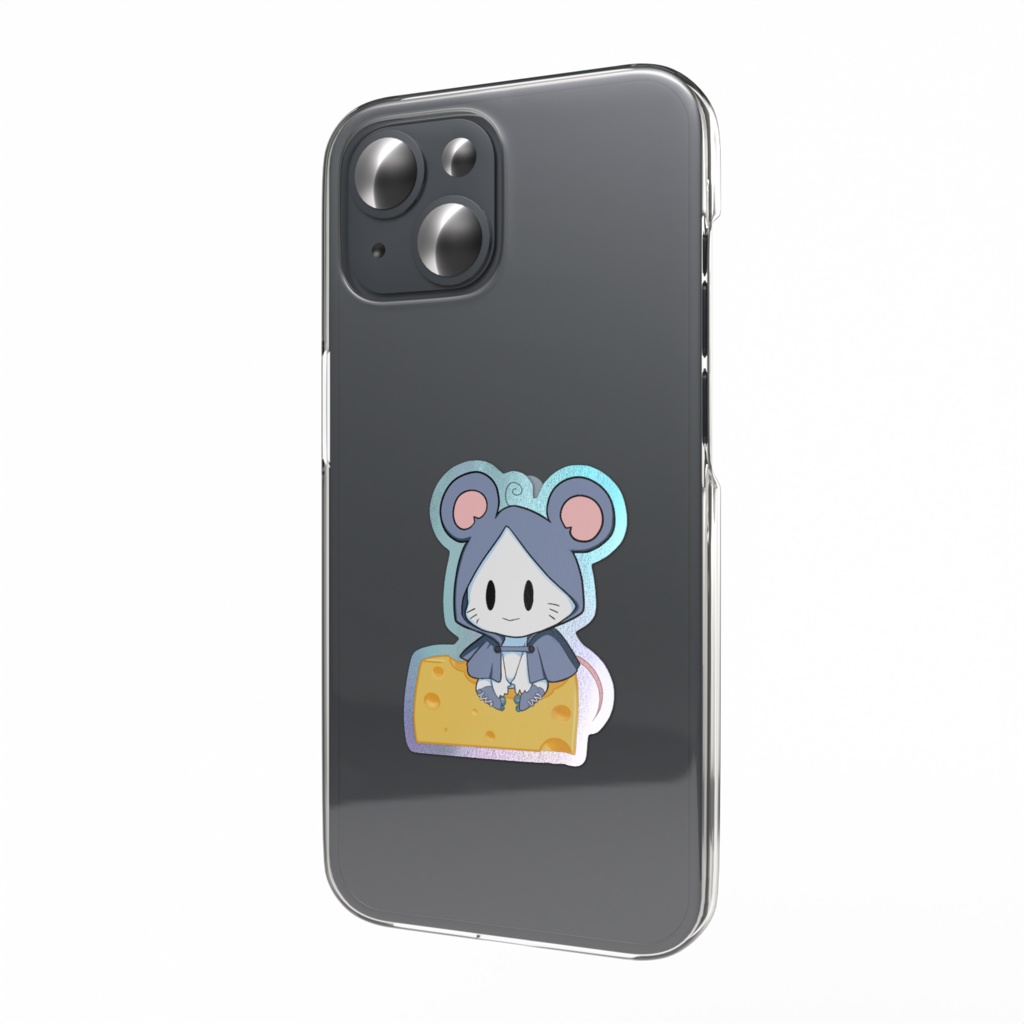 【干支シリーズ】子（ねずみ）キャラクター オーロラスマホステッカー