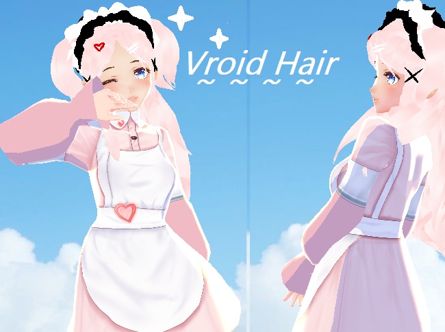 { Vroid } Hair~Maid Headband + Pigtails + Long Hair メイドヘア