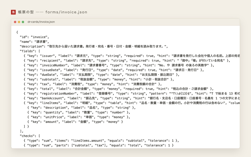 AI 書類読み取りキット ── 請求書・領収書・名刺の PDF や写真から項目を読み取り、確認してから CSV かスプレッドシートに出す