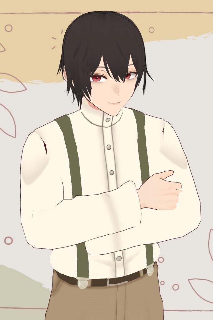 【Vroid製】大正昭和風詰襟・サスペンダー・ズボンセット【テクスチャ】