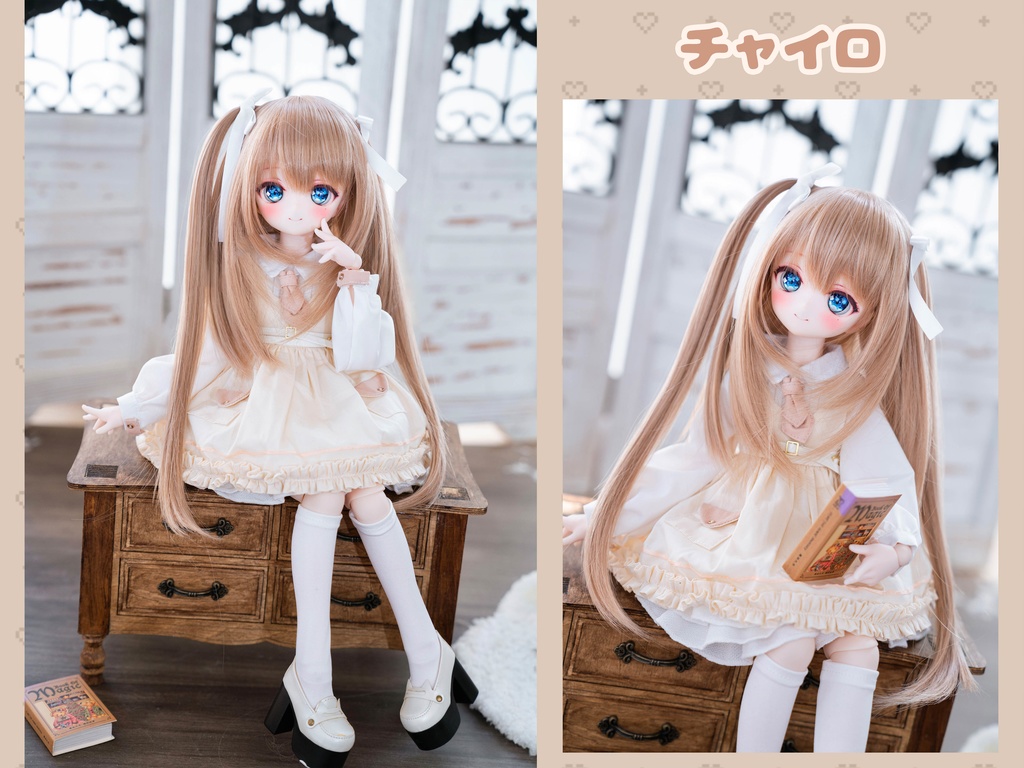 【8-9inch ドールウィッグ】シャギーツーサイドアップ 耐熱ウィッグ