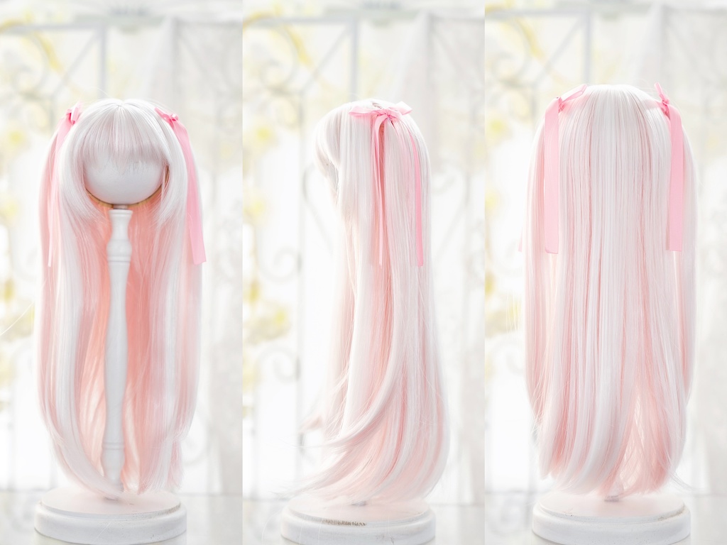 【8-9inch ドールウィッグ】インナーカラーハーフツイン 耐熱ウィッグ