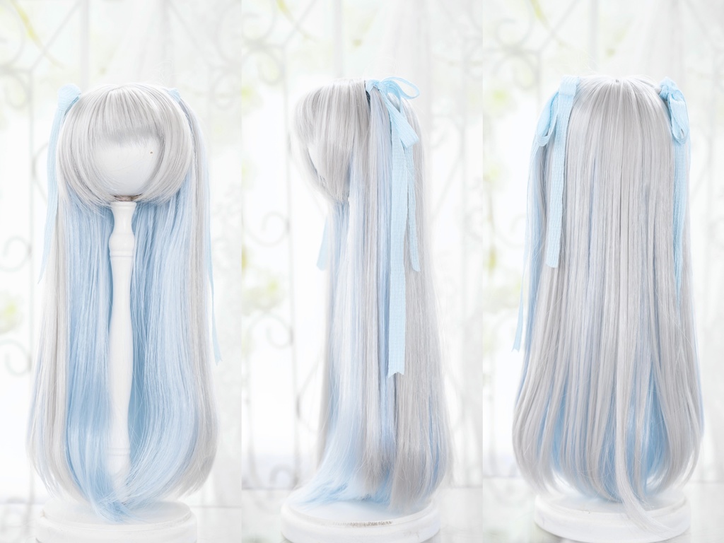 【8-9inch ドールウィッグ】インナーカラーハーフツイン 耐熱ウィッグ