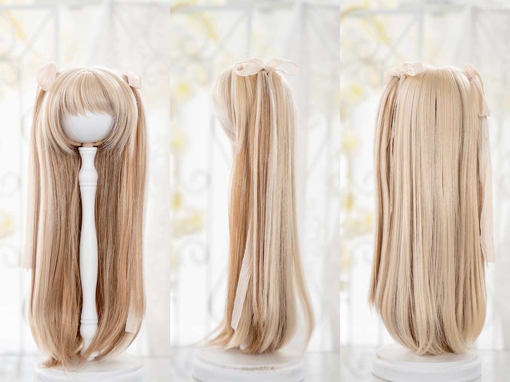 【8-9inch ドールウィッグ】インナーカラーハーフツイン 耐熱ウィッグ