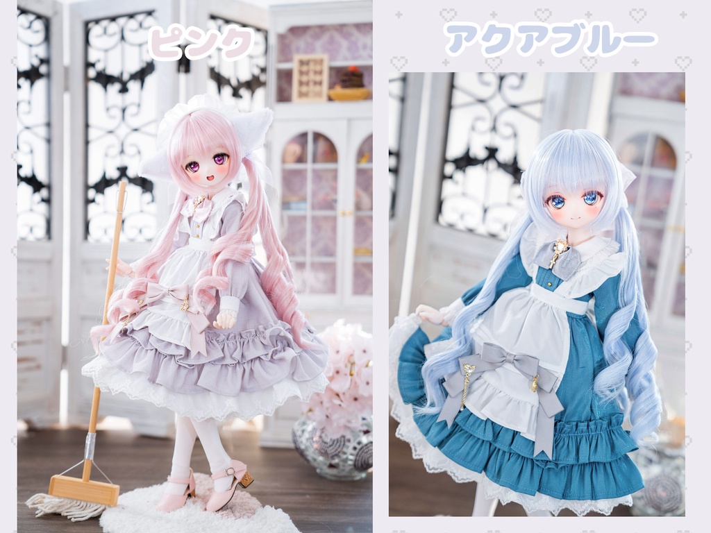 【8-9inch ドールウィッグ】ウェーブローツインテール 耐熱ウィッグ