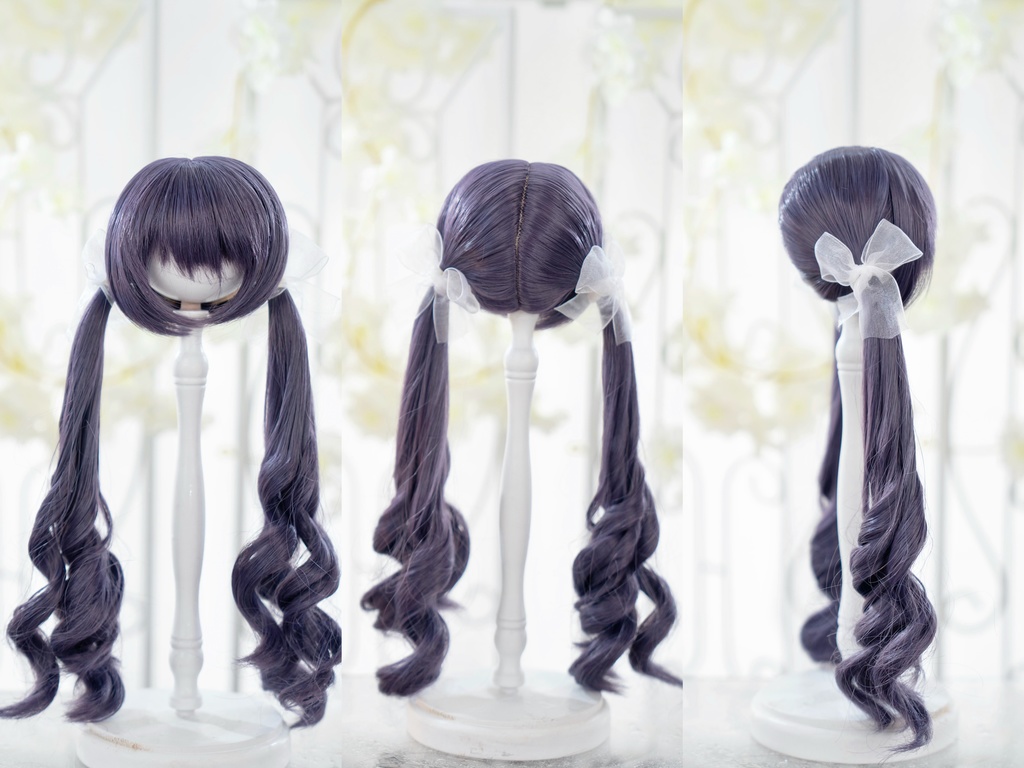 【8-9inch ドールウィッグ】ウェーブローツインテール 耐熱ウィッグ